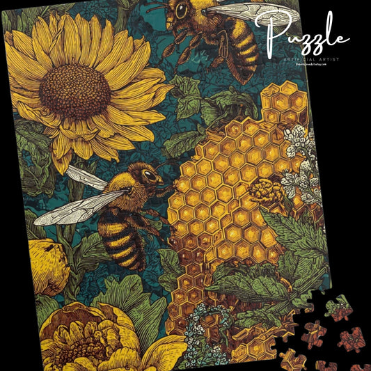 Bee-Inspired Jigsaw Puzzle, Nature Lovers Gift, Floral Home Decor, Educational Fun for Kids, Family Game Night, Unique Art