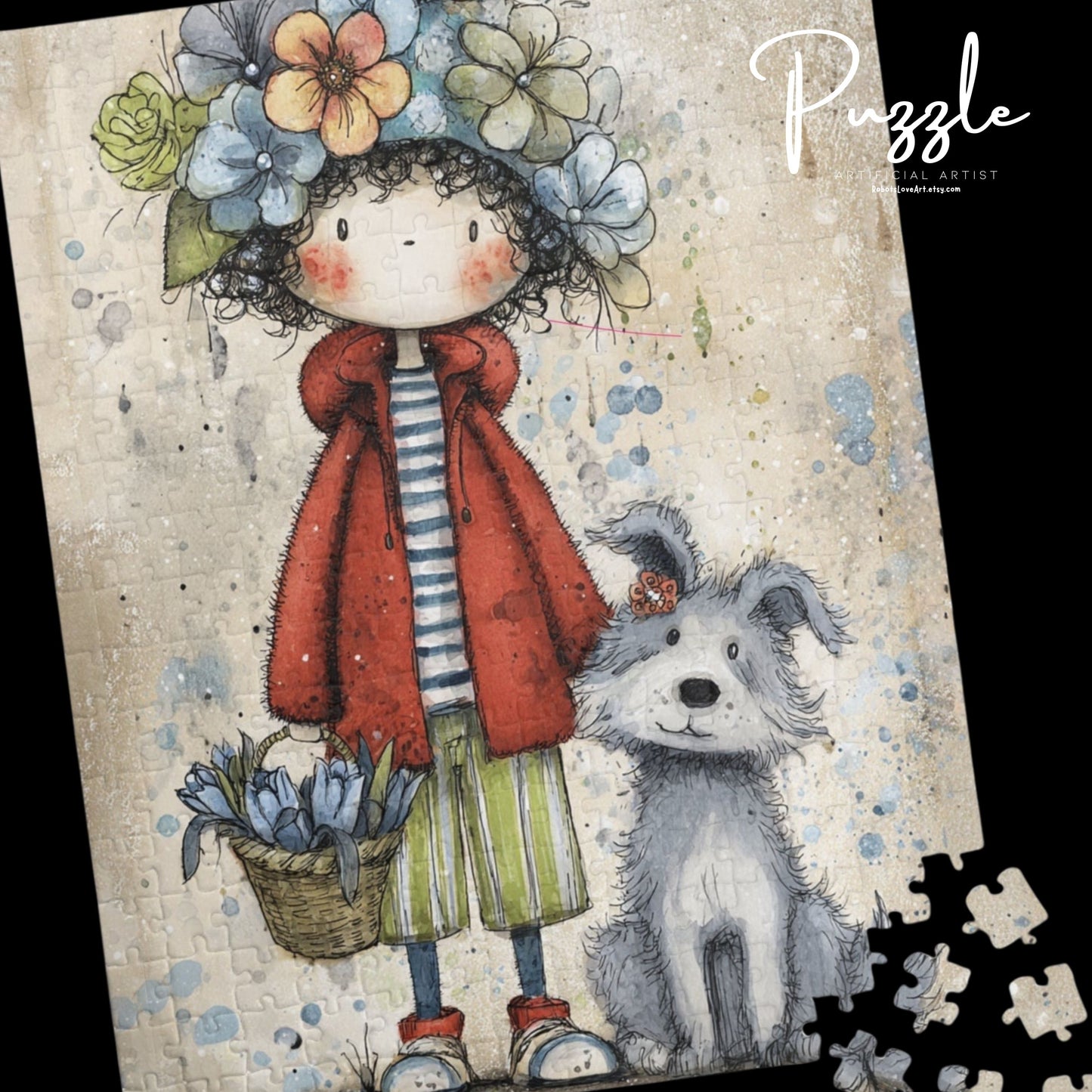 Whimsical Flower Girl Puzzle - 110, 252, 520, 1014-piece, Family Fun, Gifts for Kids, Home Decor, Puzzle Lovers