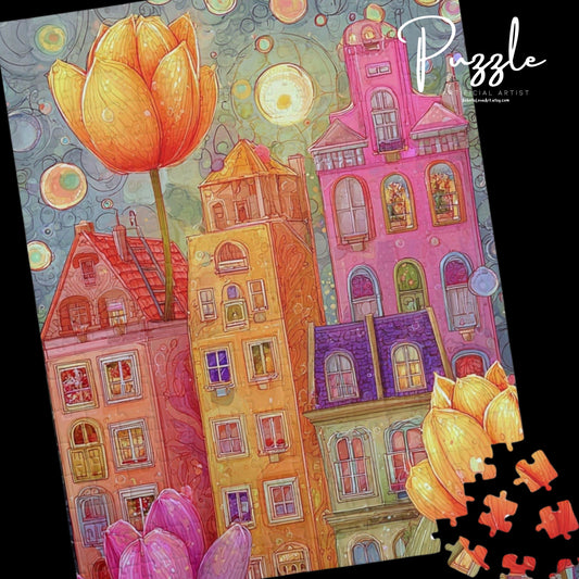 Colorful Floral City Puzzle | 110-1014 Pieces | Home Decor, Gift for Art Lovers, Relaxation, Family Bonding, Brain Teaser