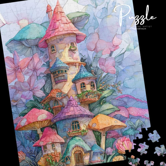 Puzzle with Enchanted Fairy Tale Cottage Design - Perfect for Family Game Night, Gift for Puzzle Lovers, Home Decor, Art Therapy