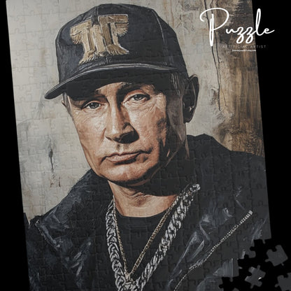 Putin Artistic Puzzle featuring Iconic Portrait, Jigsaw Puzzle, Unique Political Satire Gift