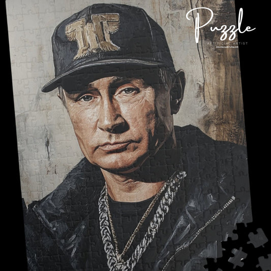Putin Artistic Puzzle featuring Iconic Portrait, Jigsaw Puzzle, Unique Political Satire Gift