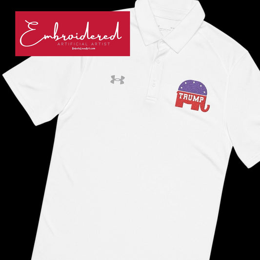 Under Armour® Men's Polo Shirt Embroidery Republican Elephant with 'Trump' Text
