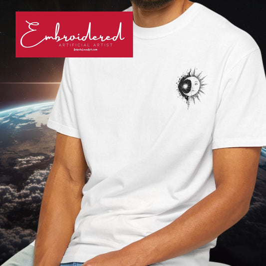 Comfort Colors Embroidered Hand-Illustrated Astrology Ying Yang Unisex T-Shirt, Cool Graphic Tee