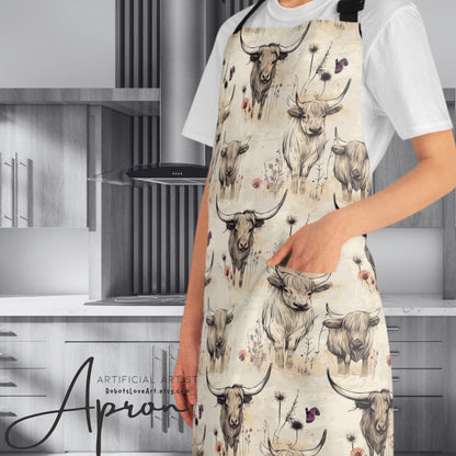 Rustic Cow Print Apron, Stylish Cooking Gift, Farmhouse Kitchen Accessory, Perfect for Chefs, BBQ Lovers, Home Cooks