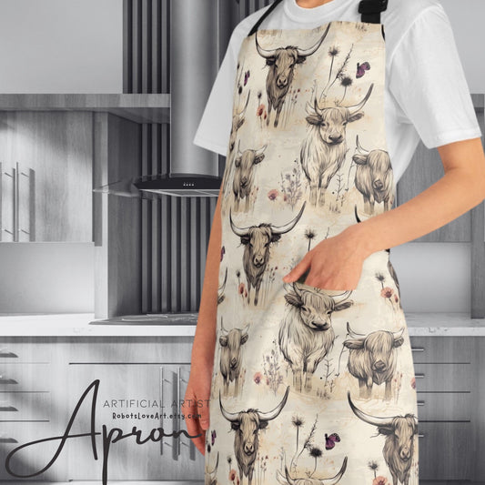 Rustic Cow Print Apron, Stylish Cooking Gift, Farmhouse Kitchen Accessory, Perfect for Chefs, BBQ Lovers, Home Cooks