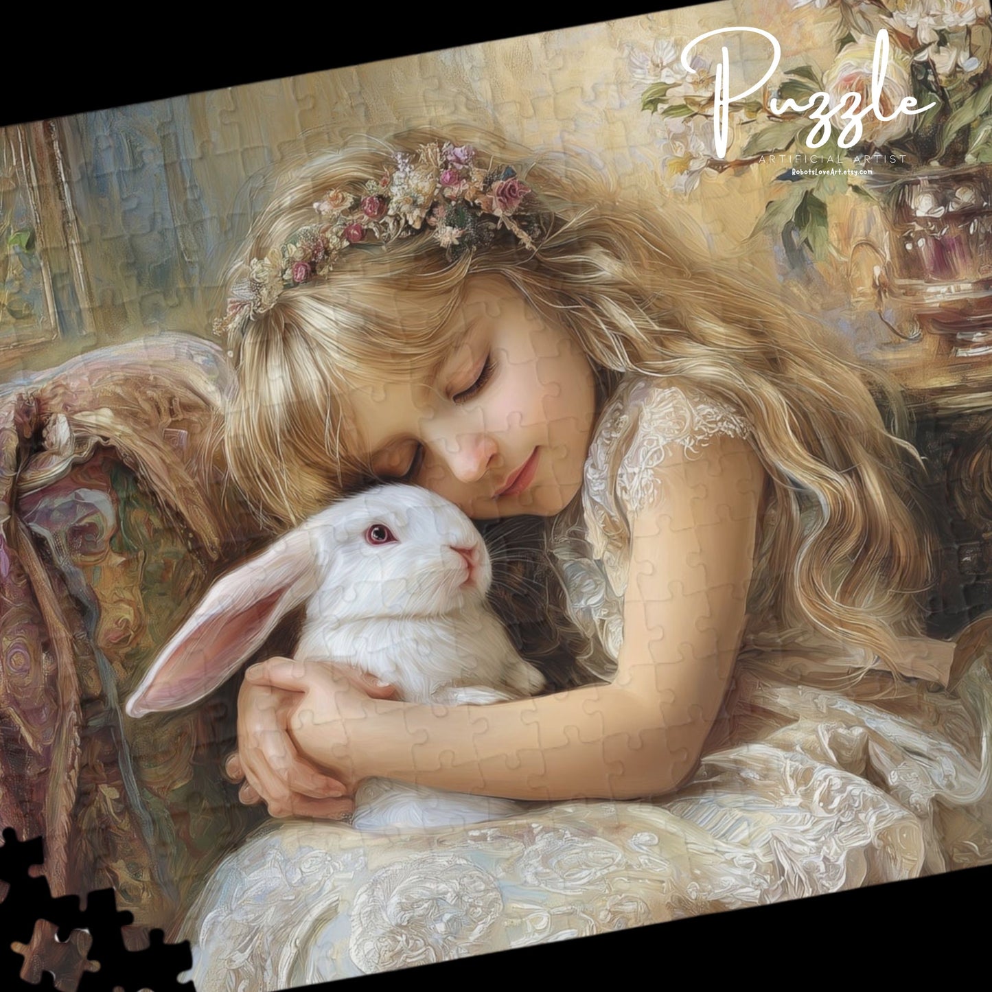 Charming Child with Bunny Puzzle, 110-1014 Pieces, Perfect Family Activity