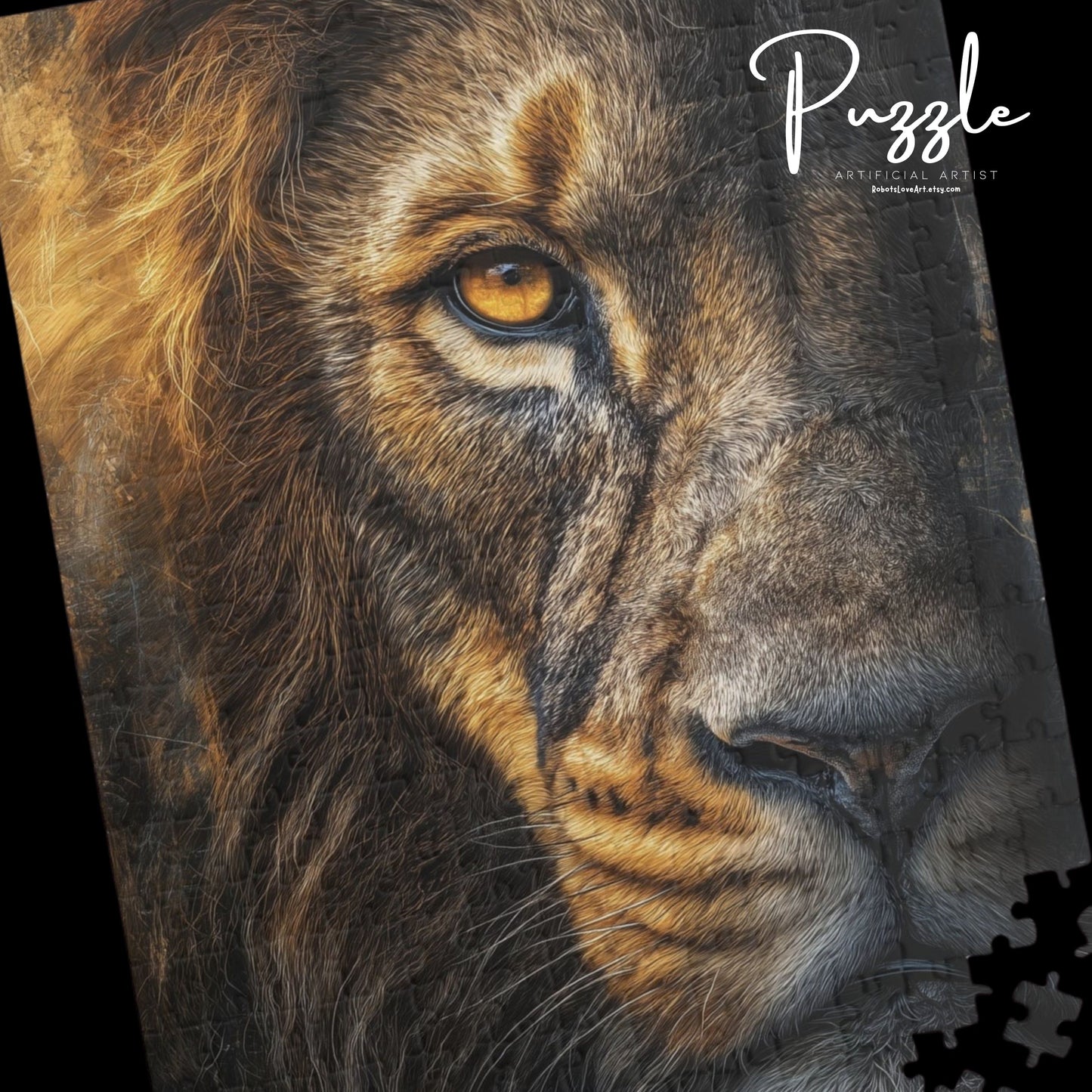 Roaring Lion Puzzle, Wildlife Puzzle, Jigsaw Puzzle, Home Decor Puzzle, Family Game Night, Gift for Animal Lovers