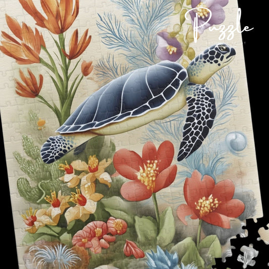 Turtle Puzzle | Nature Art Puzzle, Sea Turtle Decor, Eco-Friendly Family Activity, Gift for Ocean Lovers, Educational Fun