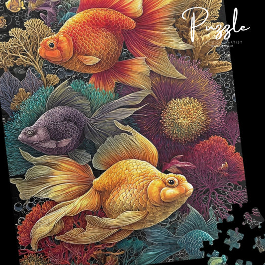 Vibrant Goldfish Puzzle | 110, 252, 520, 1014 Piece Jigsaw Puzzle