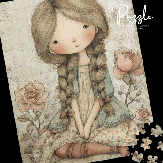 Cute Illustrated Girl Puzzle, Charming Wall Art for Kids, 110-1014 Piece, Perfect Gift for Birthdays, Family Game Nights, Educational Toys