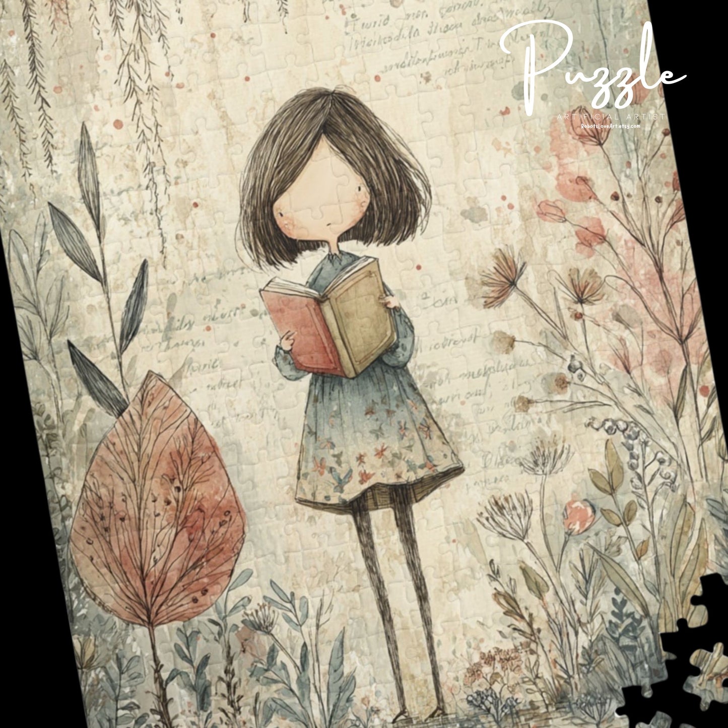 Charming Illustrated Puzzle - Cozy Reading Girl Design, Gift for Book Lovers, Family Game Night, Educational Fun, Home Decor
