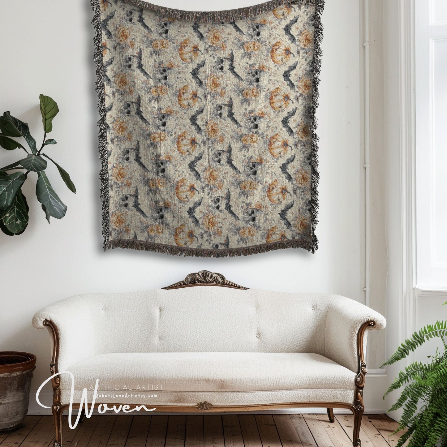 Cozy Woven Blanket - Halloween Skulls Bohemian Throw for Home Decor, Gift for Weddings, Birthdays