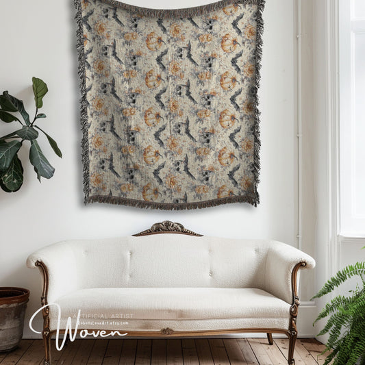 Cozy Woven Blanket - Halloween Skulls Bohemian Throw for Home Decor, Gift for Weddings, Birthdays