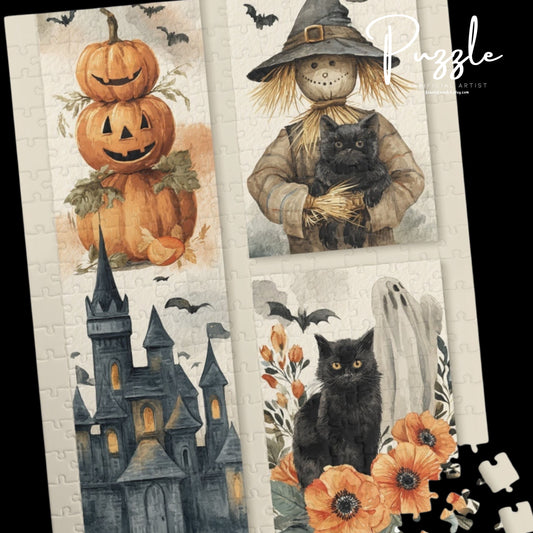Halloween Themed Puzzle, Jack-O'-Lanterns, Spooky Decor, Family Activity, Fall Fun, Gifting, Seasonal Games