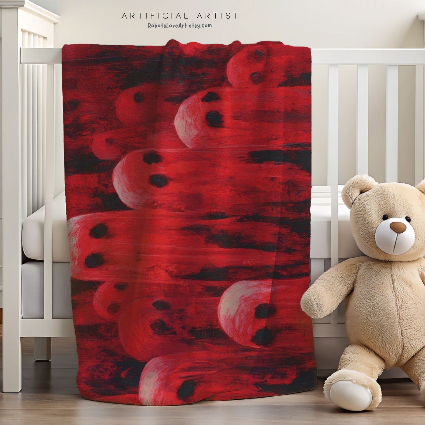 Plush Blanket Red Hot Ghosts for Halloween