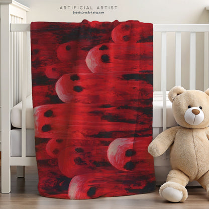 Plush Blanket Red Hot Ghosts for Halloween