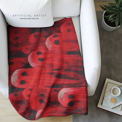 Plush Blanket Red Hot Ghosts for Halloween