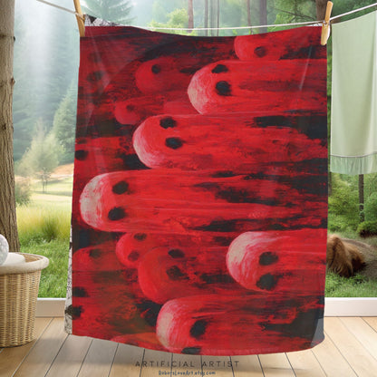 Plush Blanket Red Hot Ghosts for Halloween