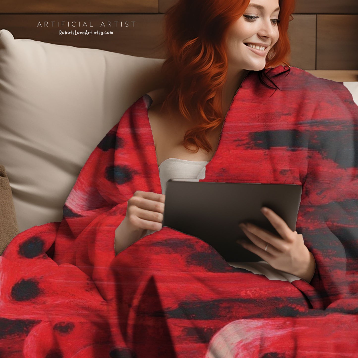 Plush Blanket Red Hot Ghosts for Halloween