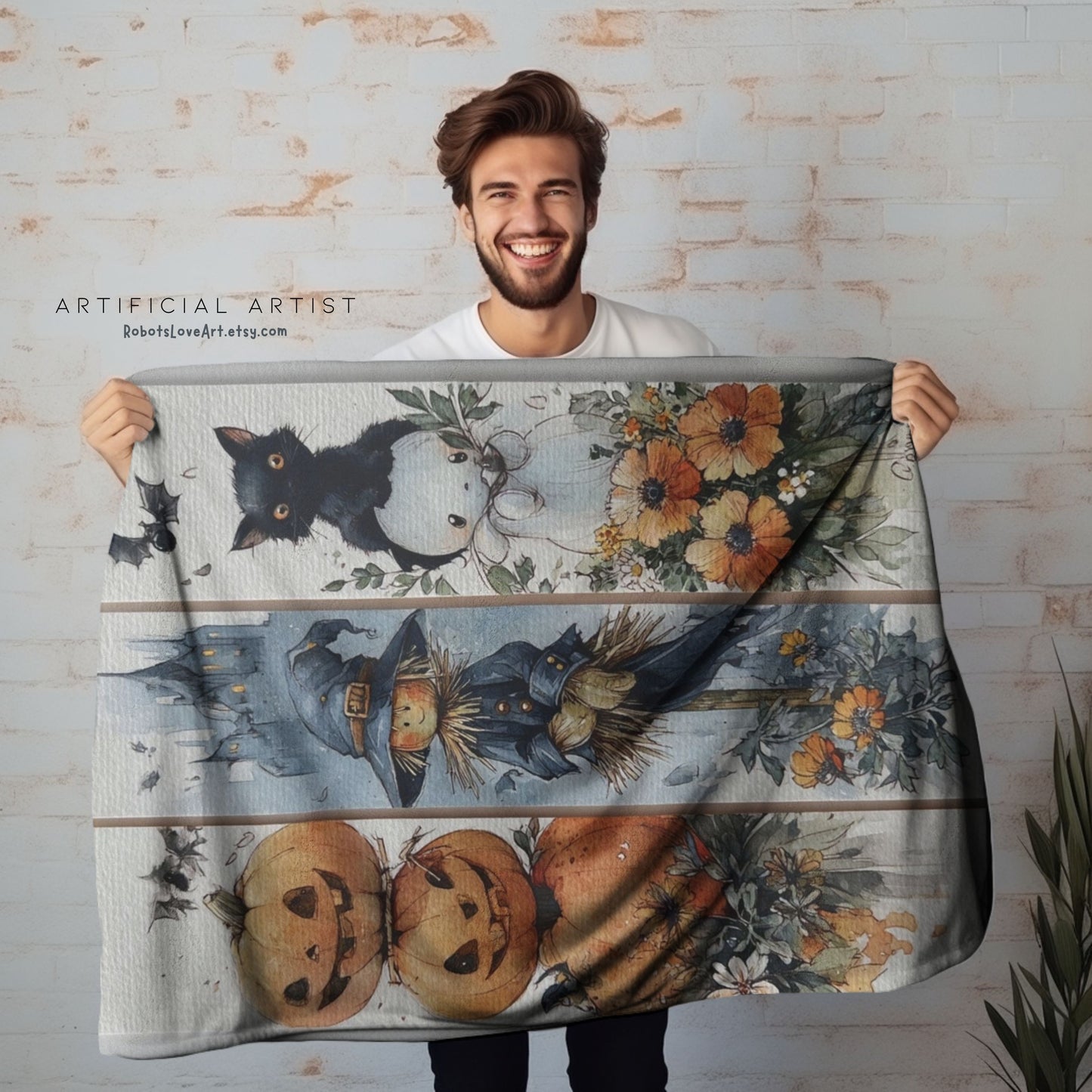 Halloween-Themed Velveteen Plush Blanket, Cozy Blanket for Fall, Scary Pumpkin Blanket, Home Decor, Gift for Halloween Lovers