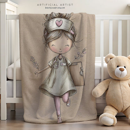 Nurse Appreciation Velveteen Plush Blanket, Cozy Throw for Healthcare Workers, Gift for Nurses