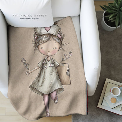 Nurse Appreciation Velveteen Plush Blanket, Cozy Throw for Healthcare Workers, Gift for Nurses