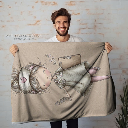 Nurse Appreciation Velveteen Plush Blanket, Cozy Throw for Healthcare Workers, Gift for Nurses