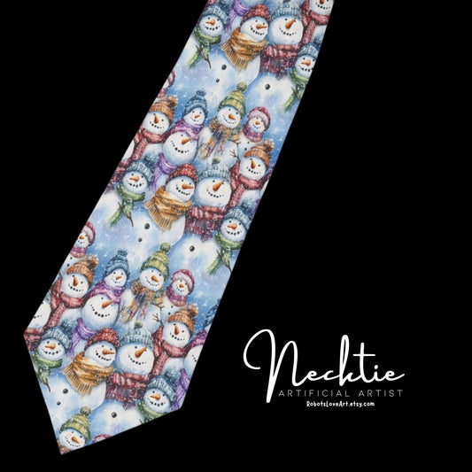 Whimsical Snowman Necktie | Holiday Accessory, Christmas Gift, Fun Office Wear, Party Tie, Unique Fashion Statement
