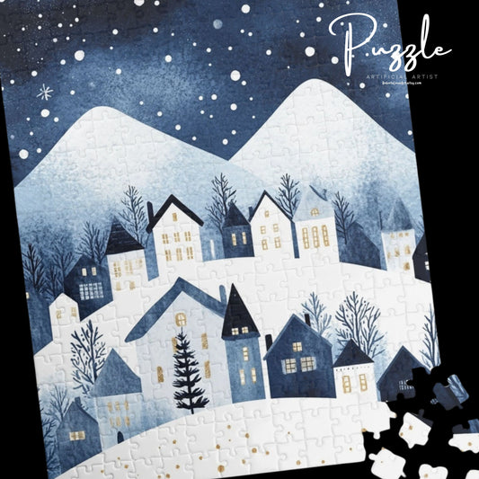 Winter Wonderland Puzzle, Cozy Home Decor, Christmas Gift, Family Game Night, Holiday Activity, Stress Relief Puzzle
