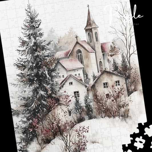 Winter Scene Puzzle, Cozy Family Activity, Christmas Gift, Relaxation Gift, Home Decor Puzzle, 110 252 520 1014-piece
