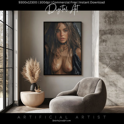 The Mid-evil Spy| Instant Download | Fantasy Digital AI Art | Hot Girl | Topless Fantasy