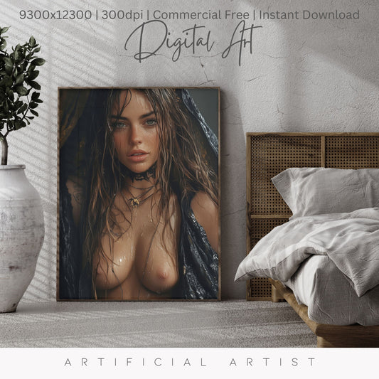 The Mid-evil Spy| Instant Download | Fantasy Digital AI Art | Hot Girl | Topless Fantasy