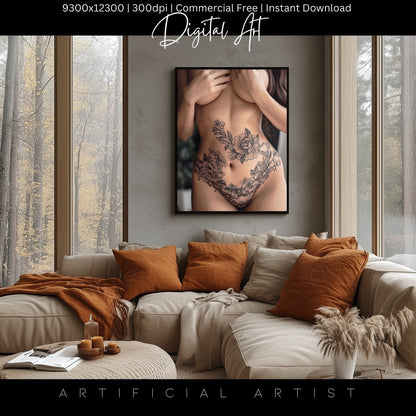 Sexy Tattoos| Topless | Instant Download | Digital AI Art