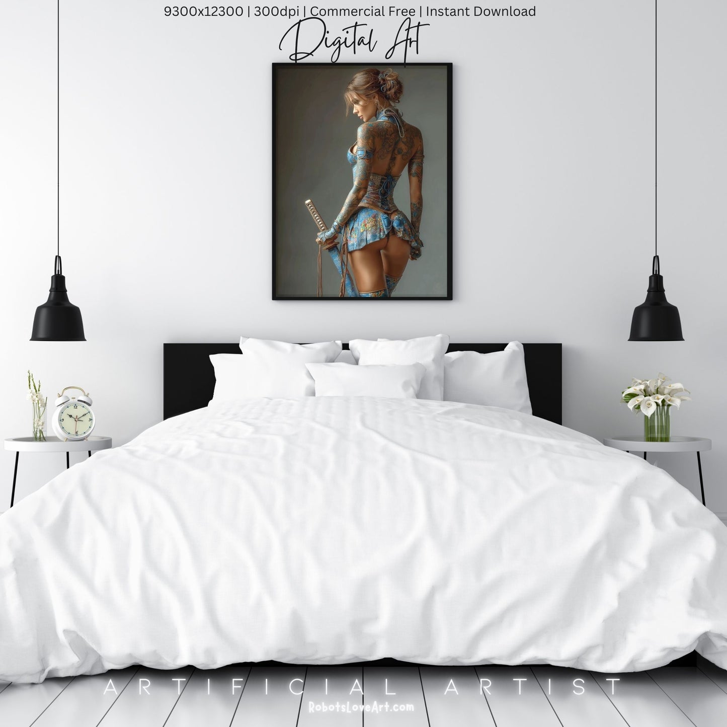Warrior Princess in Blue | Instant Download | Fantasy Digital AI Art | Hot Girl