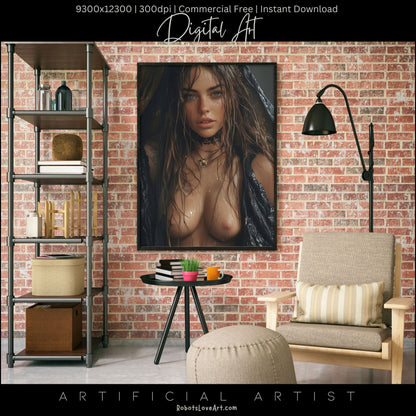 The Mid-evil Spy| Instant Download | Fantasy Digital AI Art | Hot Girl | Topless Fantasy
