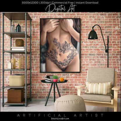 Sexy Tattoos| Topless | Instant Download | Digital AI Art