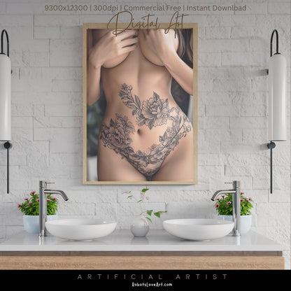 Sexy Tattoos| Topless | Instant Download | Digital AI Art