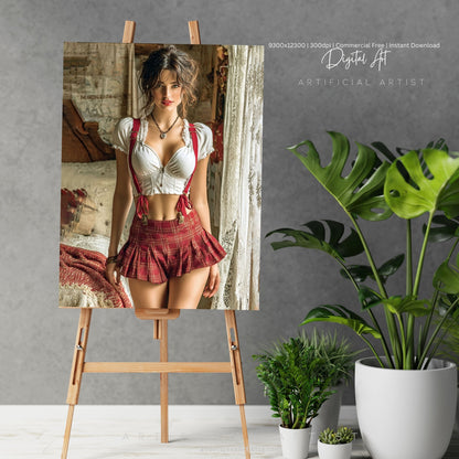 Sexy College Uniform | Instant Download | Fantasy Digital AI Art | Hot Girl