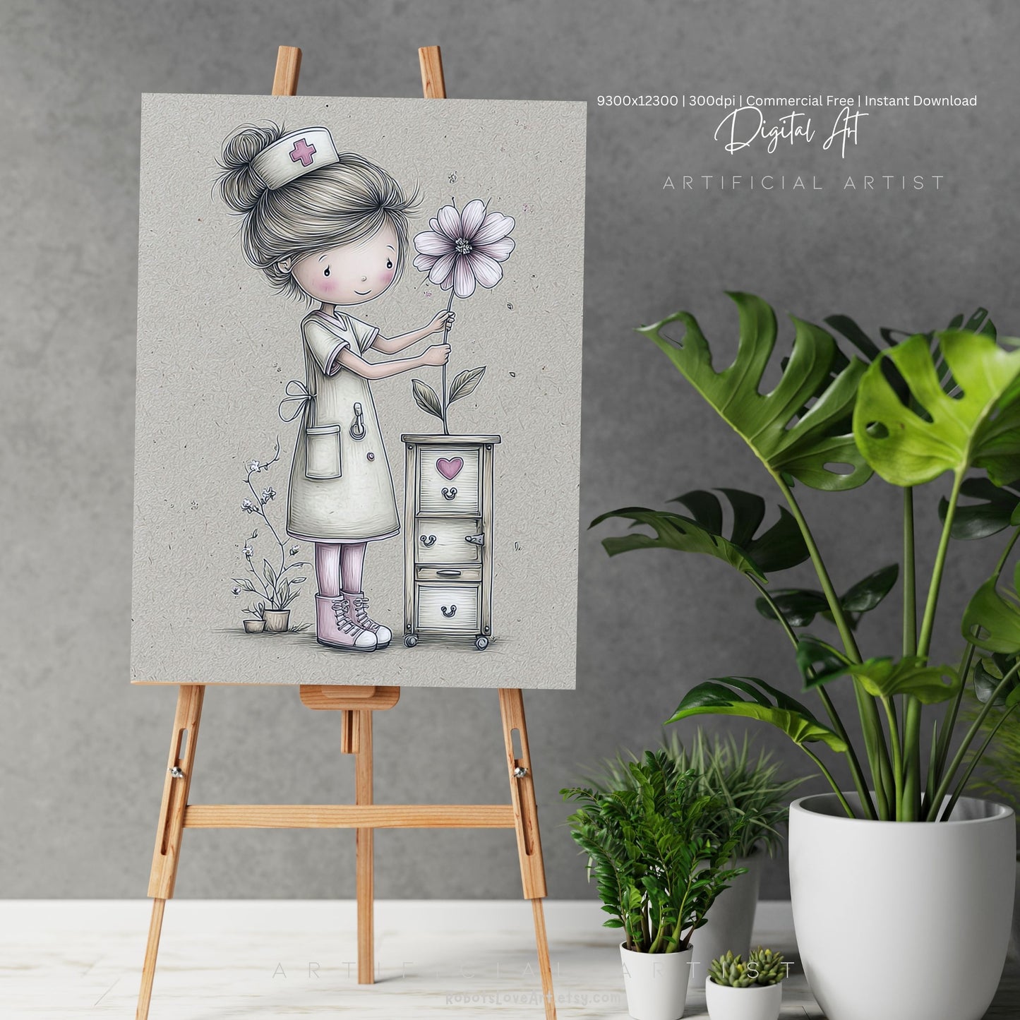 The Little Nurse | Instant Download | Digital AI Art | Registered Nurse Love