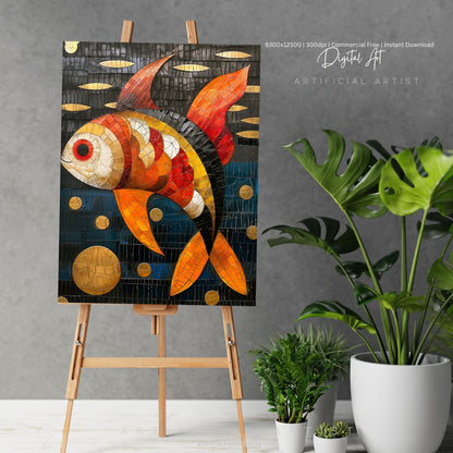 Colorful Mosaic Fish | Instant Download | Digital AI Art | Decor
