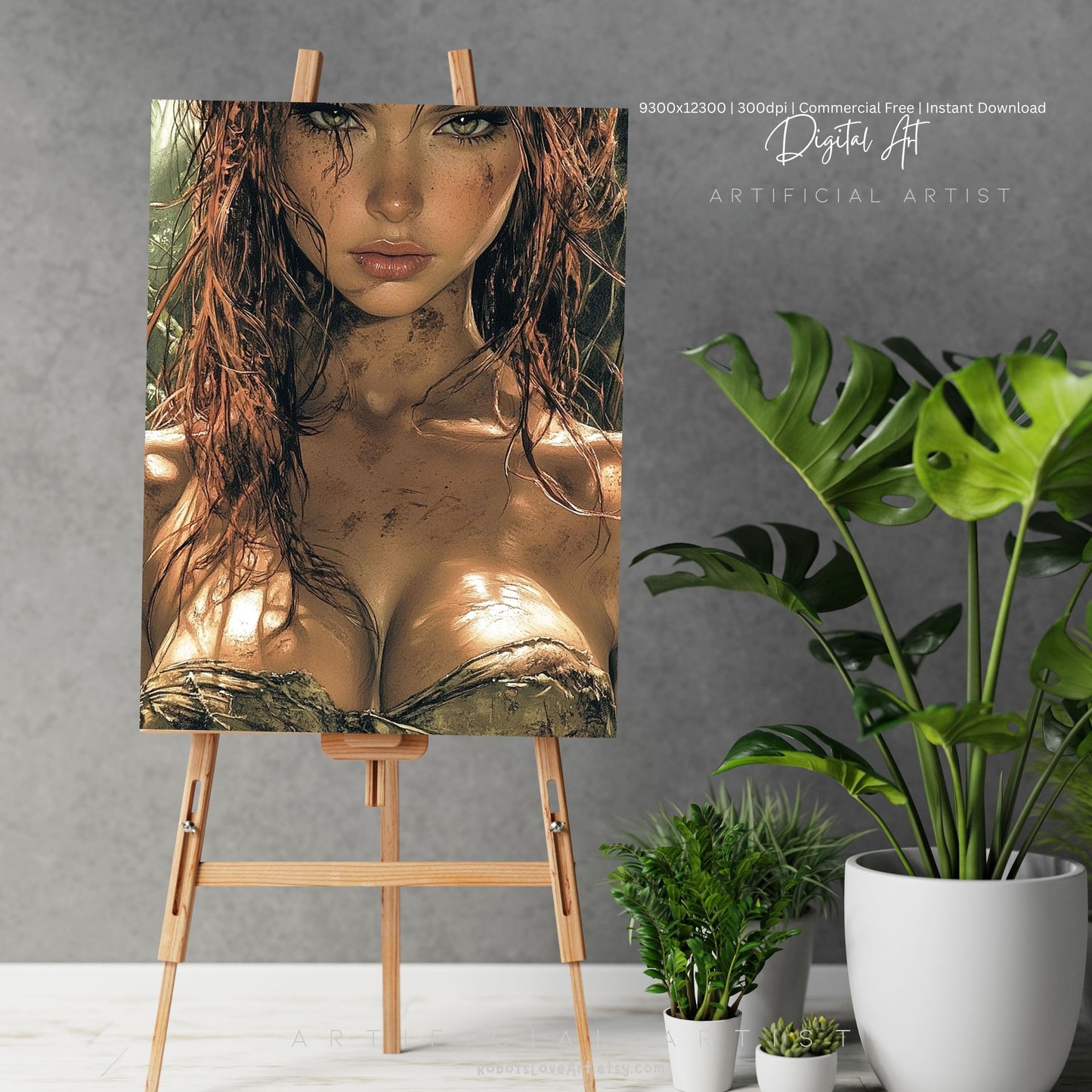Sexy Dirty Girl | Instant Download | Fantasy Digital AI Art | Ready to Work Hot Chick