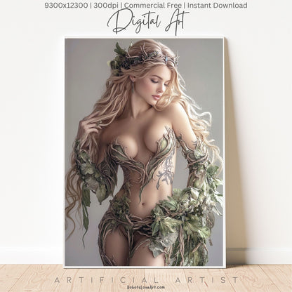 Hot Ivy | Instant Download | Fantasy Digital AI Art | Mother Earth Sexy Goddess