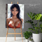 Anime Busty Beauty Blue Eyes in Orange Bikini | Instant Download | Fantasy Digital AI Art