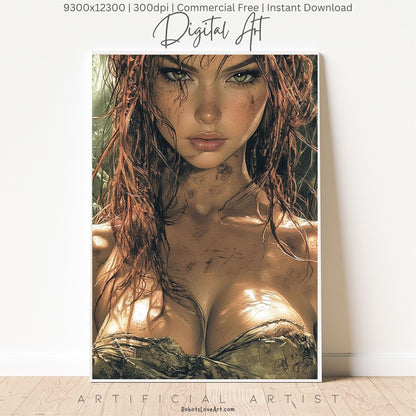 Sexy Dirty Girl | Instant Download | Fantasy Digital AI Art | Ready to Work Hot Chick
