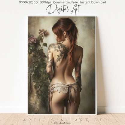 From Behind Pinup Calendar | Instant Download | Fantasy Digital AI Art | Sexy Lace