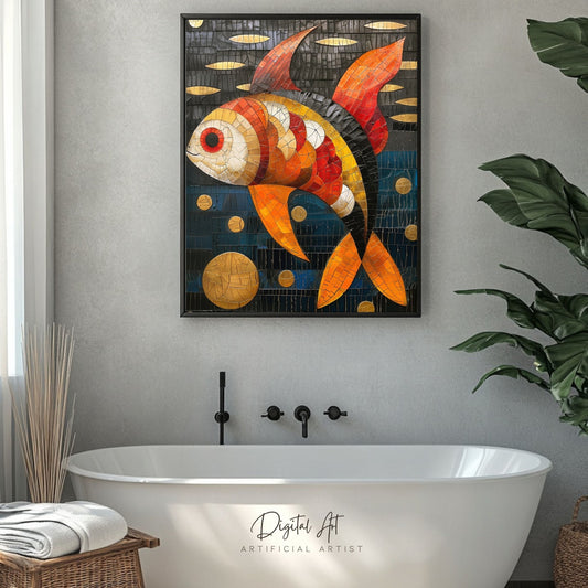 Colorful Mosaic Fish | Instant Download | Digital AI Art | Decor