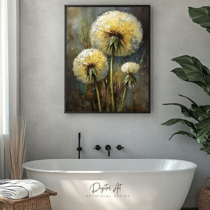 Wild Country Dandelion Portrait | Instant Download | Digital AI Art | Homestead Decor