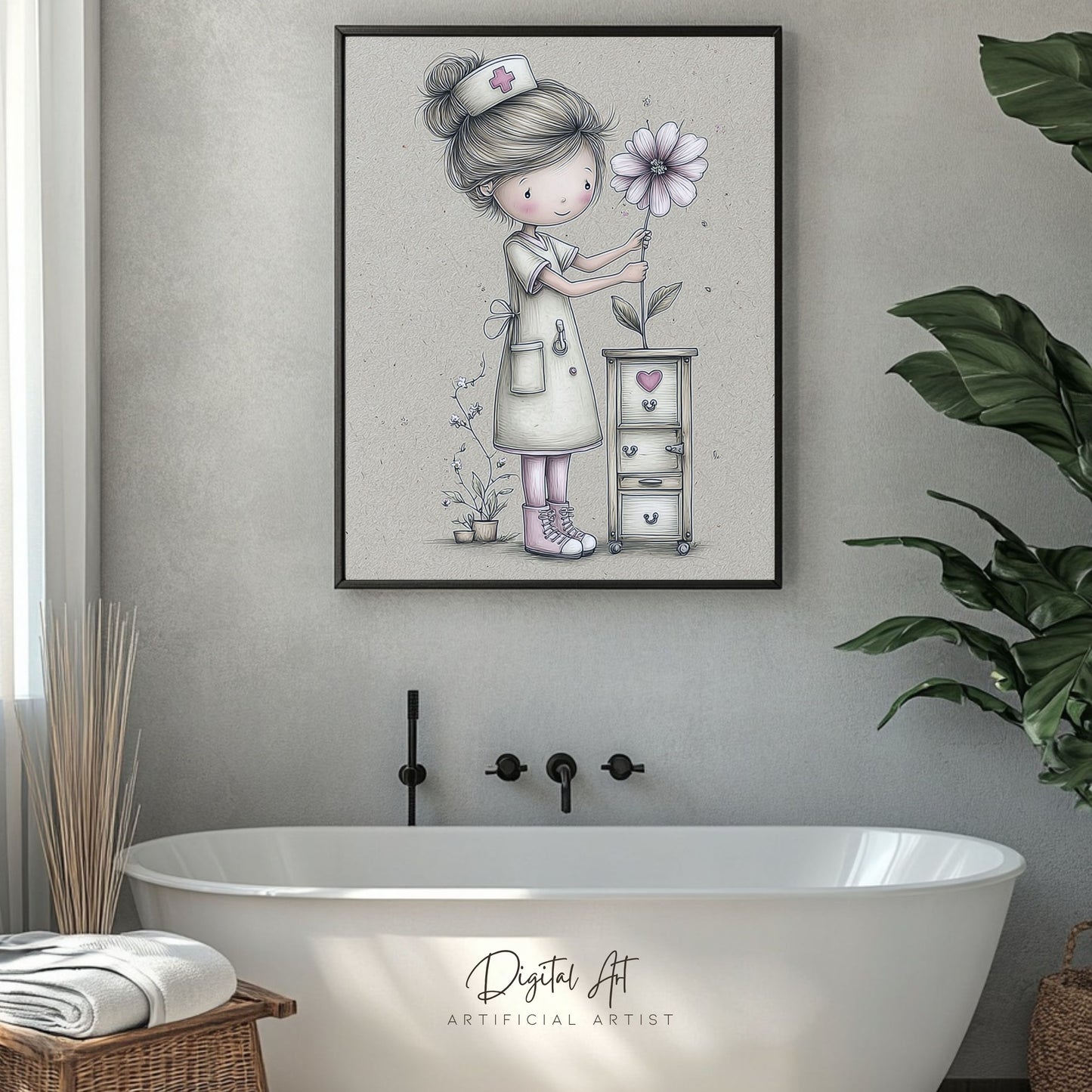 The Little Nurse | Instant Download | Digital AI Art | Registered Nurse Love