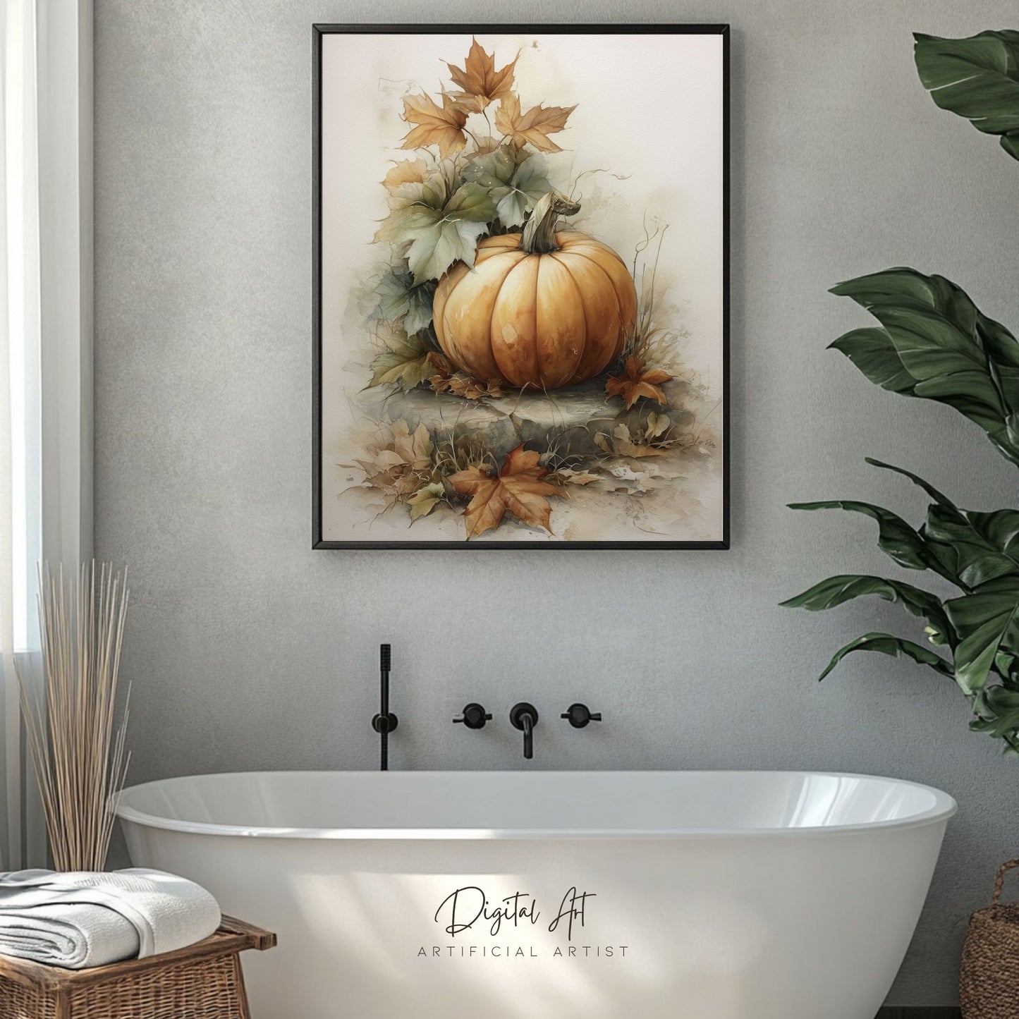 Beautiful Fall Pumpkin Art| Instant Download | Digital AI Art | Halloween Decor